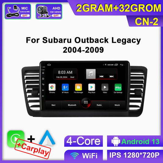 Android Auto CarPlay Car Radio for Subaru Outback 3 Legacy 4 2004-09 GPS Screen