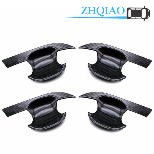 Carbon Fiber Style Door Handle Bowl Cup Cover Trim Fits for Toyota RAV4 2019-2020