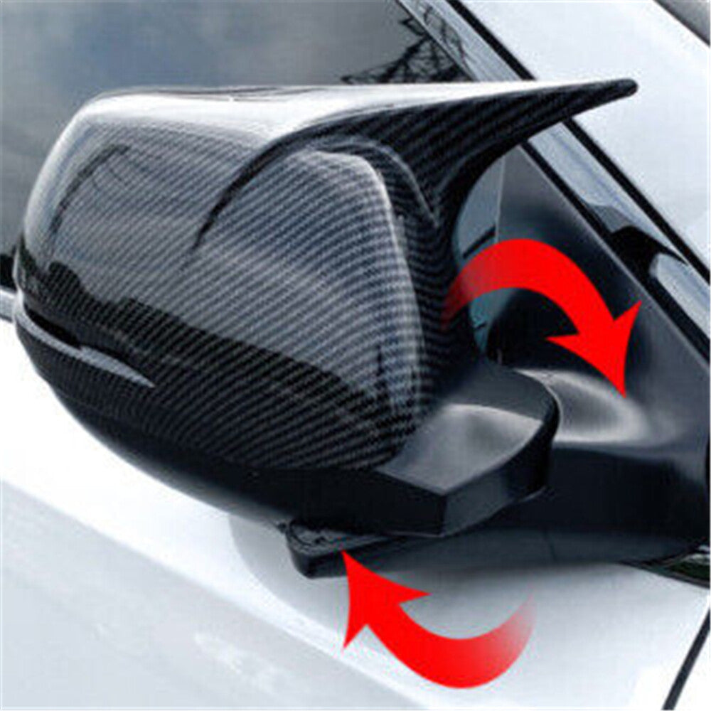 PAIR Carbon Fiber Look Rear View Side Mirror Cover Cap for Honda for Civic 2012-2015