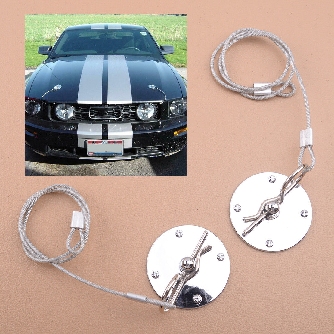 Racing Style Sport Mount Hood Pins Plate Bonnet Lock Latch Kit Universal Acc v