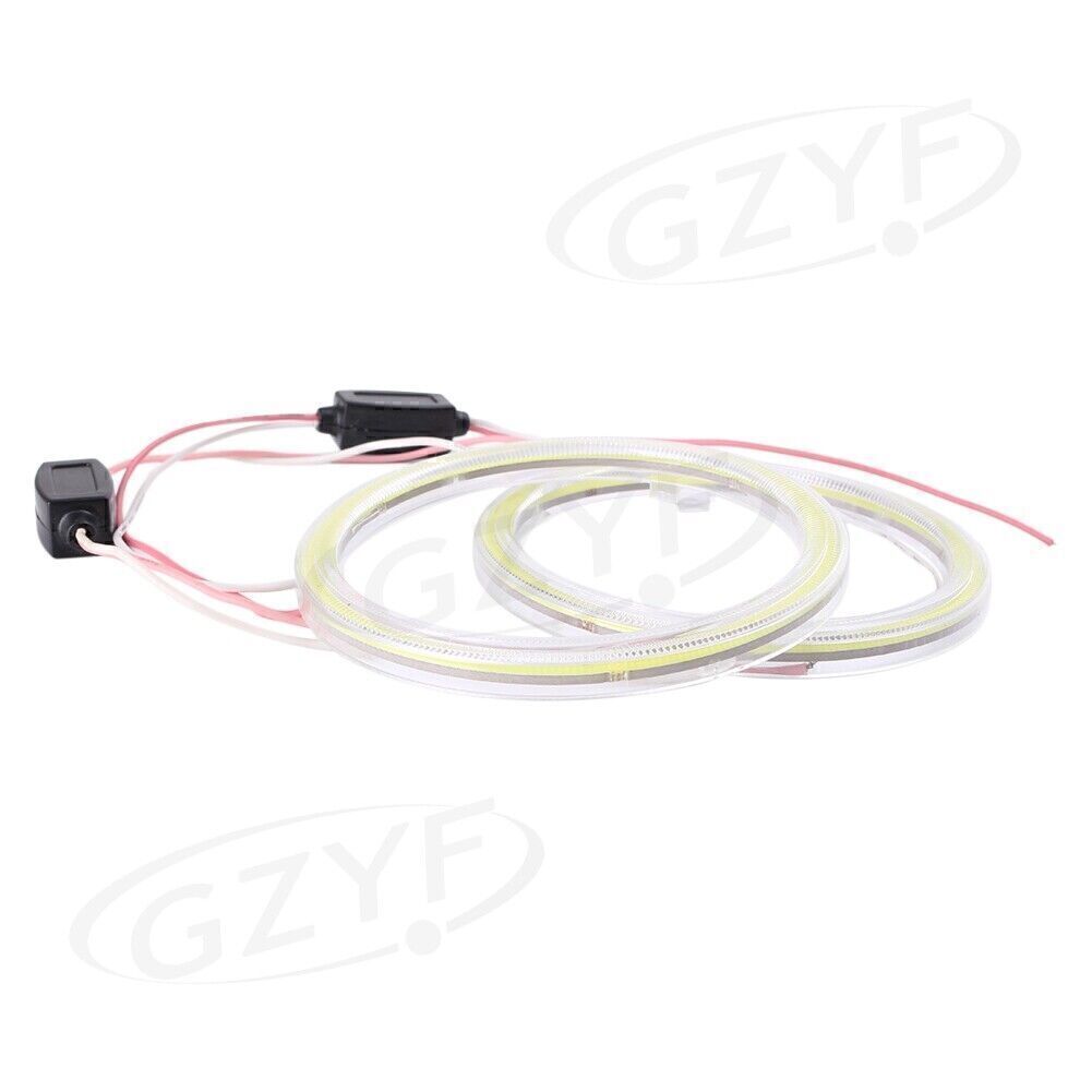 2x 80mm COB Car LED Angel Eyes Halo Ring Fog Housing Lamps 12-24V Pure White