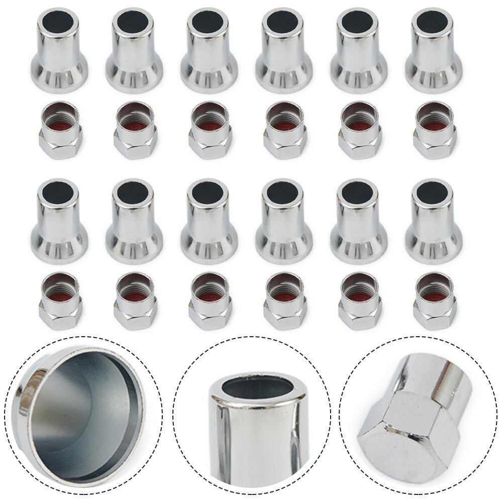 AU TR413 Chrome Car Truck Tire Wheel Tyre Valve Stem Hex-Caps- With Sleeve Cover v