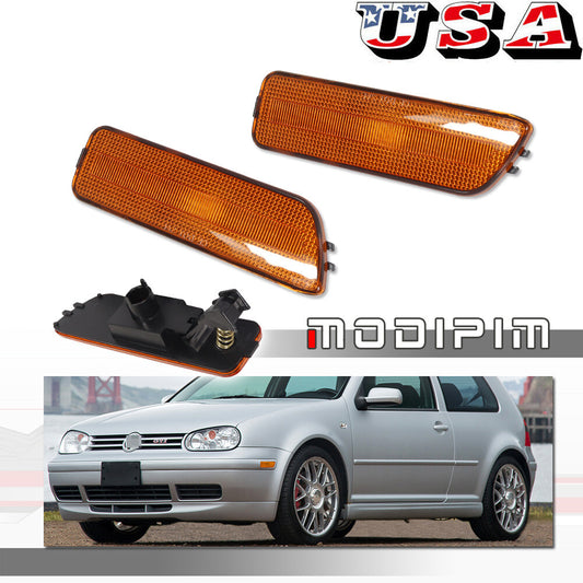 2 Pack Amber Front Corner Side Marker Lights for for VW MK4 for Golf R32 GTI for Jetta Cabrio - v