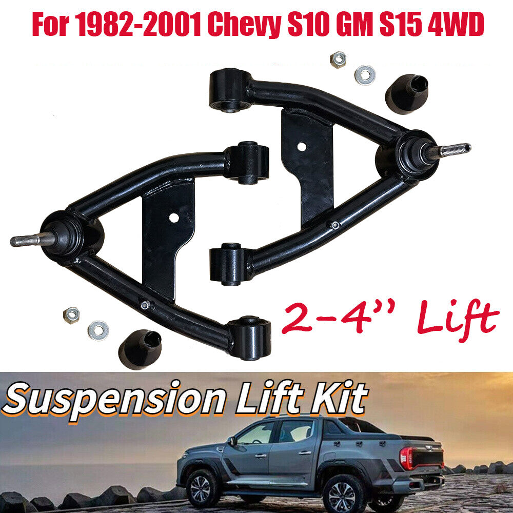 Front Upper Control Arms 2-4 Lift Fit For 1982-2001 for Chevy S10 GM S15 4WD Black n