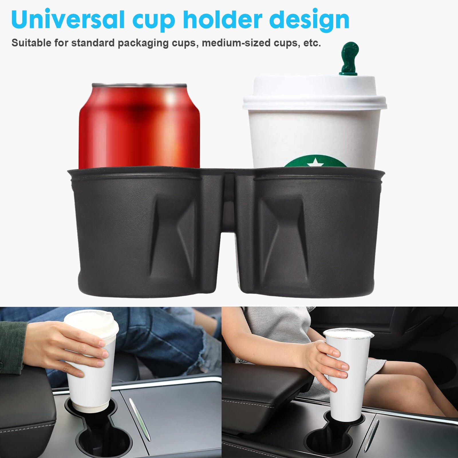 1-piece cup holder for Model 3 Y insert console cup holder with protective rubber - n