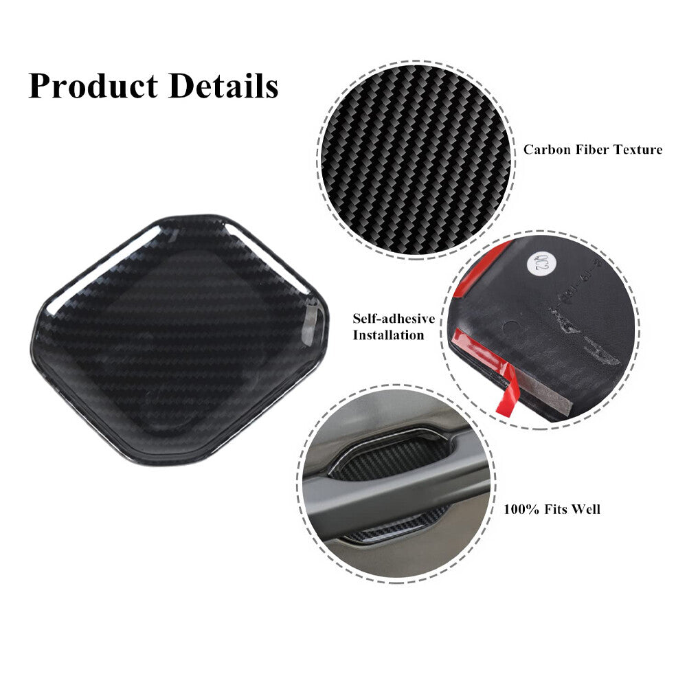 5Pcs Carbon Fiber Look Door Handle Bowl Trim for Jeep for Wrangler JL JT 2018-2024