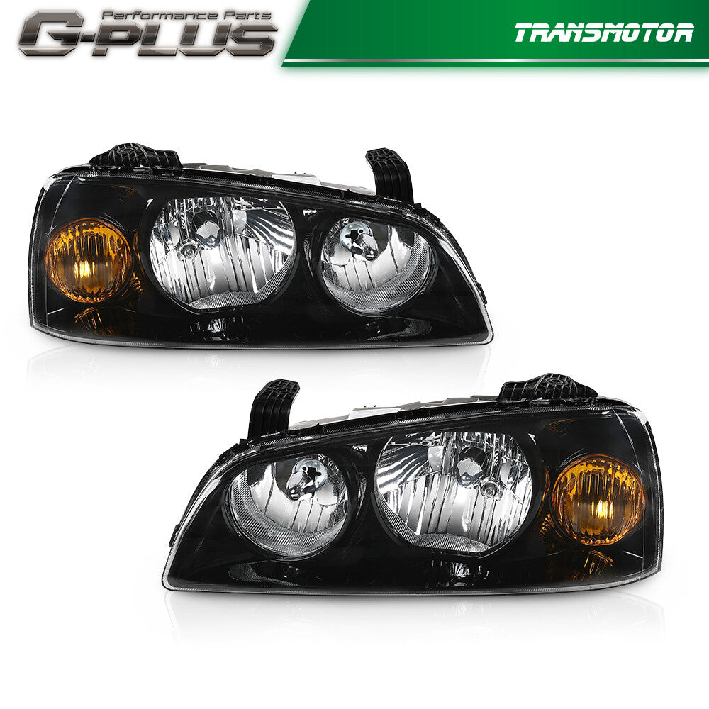 Black Fits 2004 2005 2006 for Hyundai for Elantra Replacement Headlights Left + Right - v