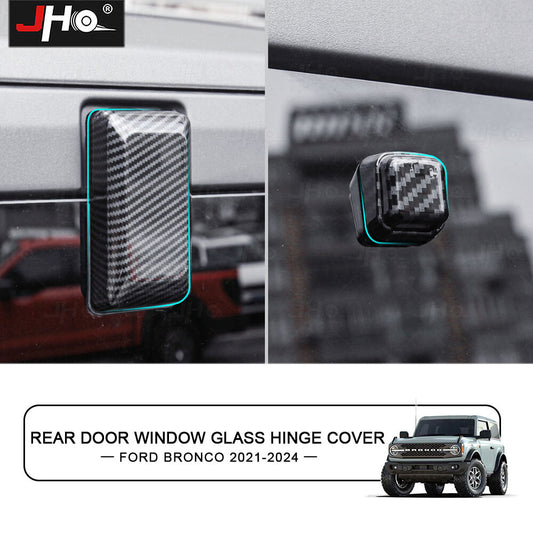 Tailgate Rear Door Glass Hinge Cover Trim Kit for Ford Bronco 2021+ Carbon Fiber