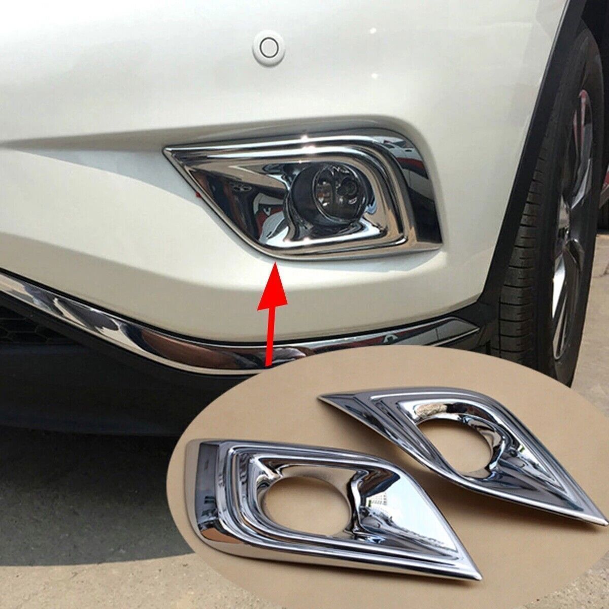 2X ABS Chrome Front Bumper Fog Light Lamp Trim Cover for Nissan Murano 2015-2018