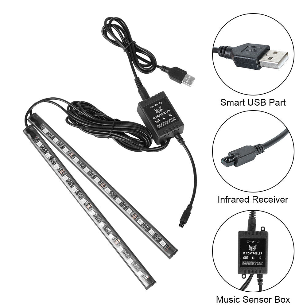Automotive Interior Decorative 24 Lights LED Car Foot Light Atmosphere Lamp USB Q