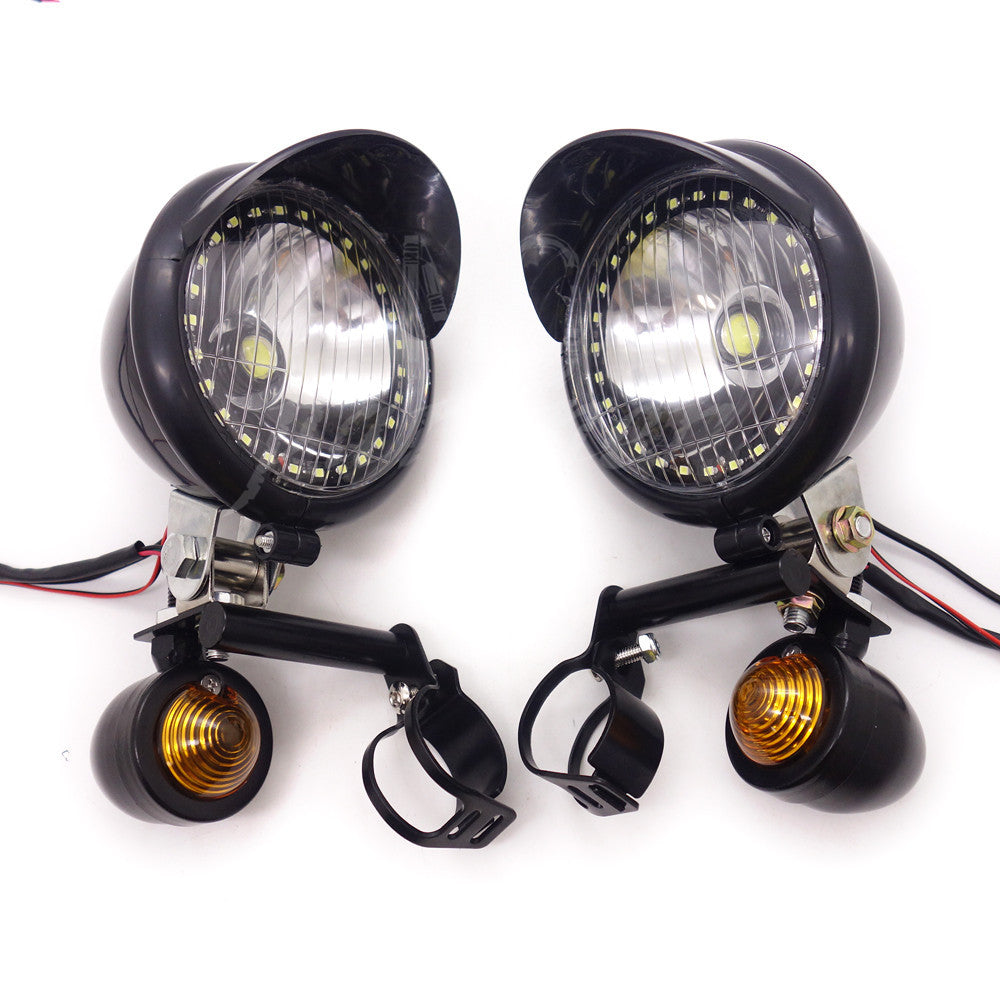 Black LED Driving Spot Fog lights Bar Angel Eye W/ Turn Signal Light Custom Q