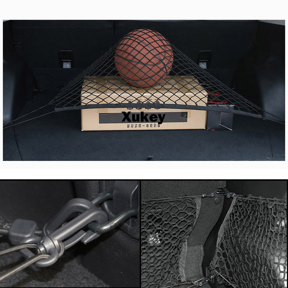 Universal Car Rear Trunk Floor Net Mesh Elastic Luggage Storage Net & 4 Hooks AU Q