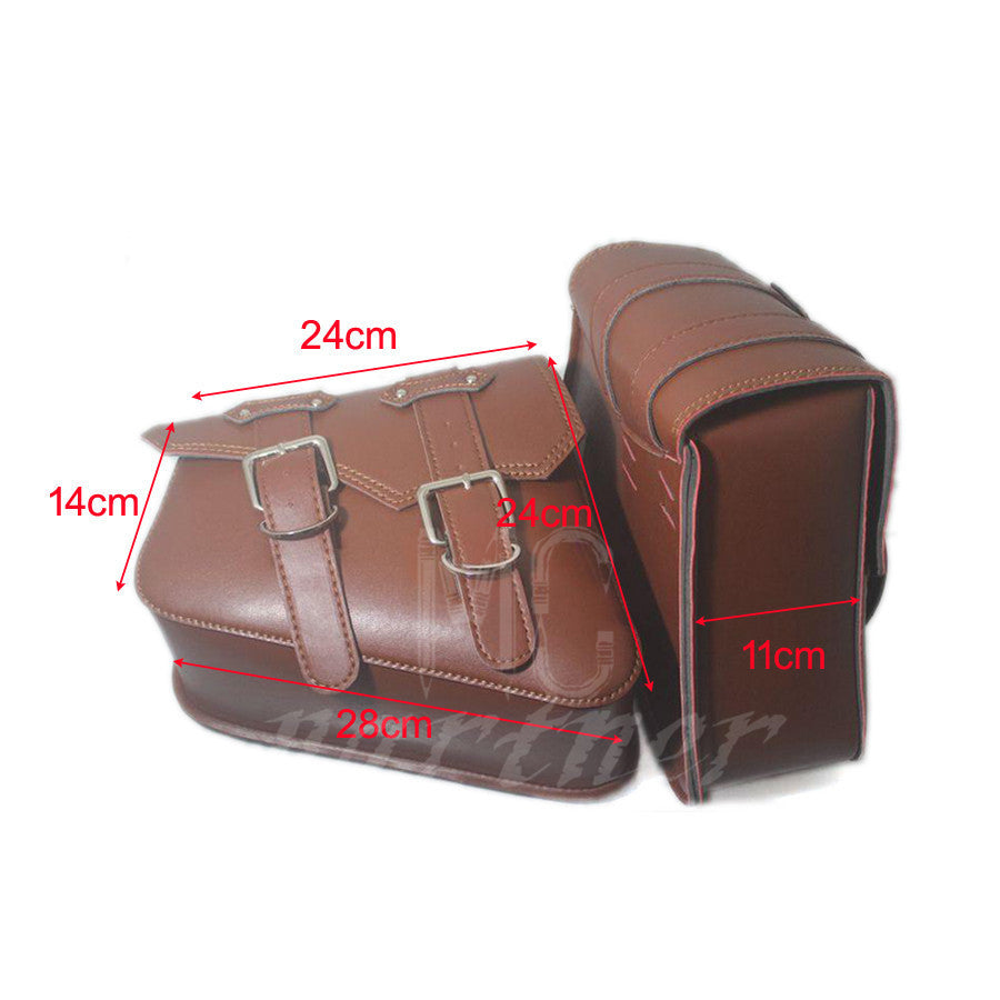 Motobike Brown Saddlebags PU Leather Pouch Bag for Harley Sportster XL 883 1200 Q