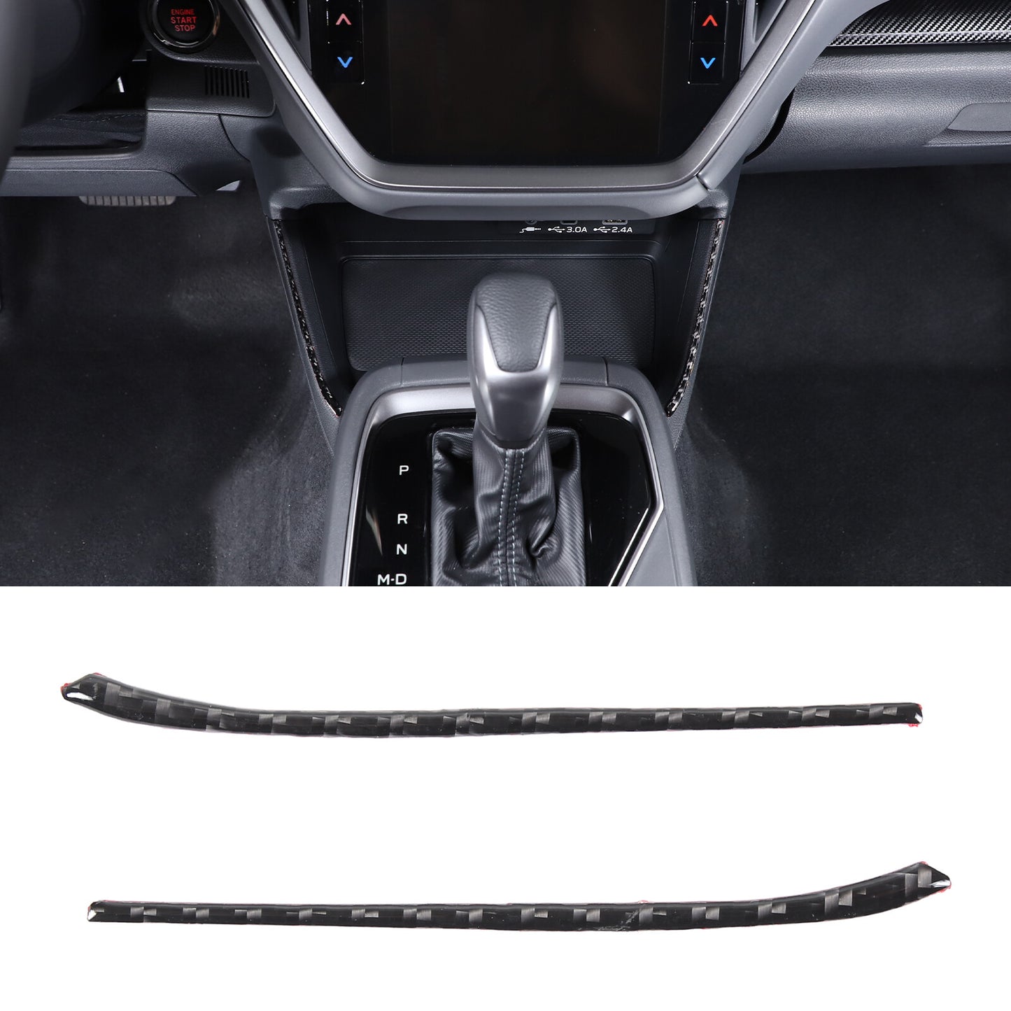 Carbon fiber center console side decals suitable for Subaru Crosstrek 2023-24- n