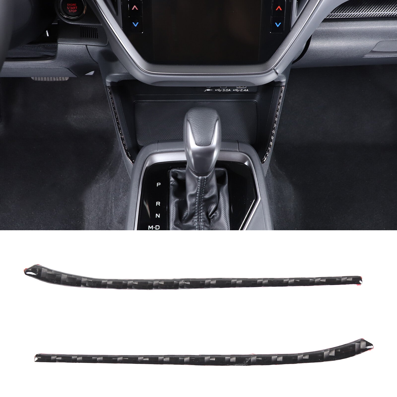 Carbon fiber center console side decals suitable for Subaru Crosstrek 2023-24- n