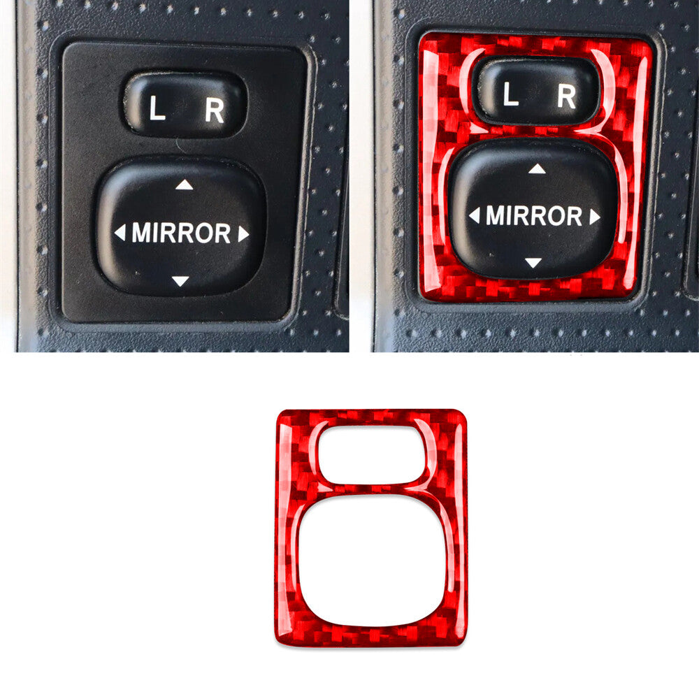 Red Carbon Fiber Rearview Mirror Control Button Trim For Toyot@ FJ Cruiser 07-21