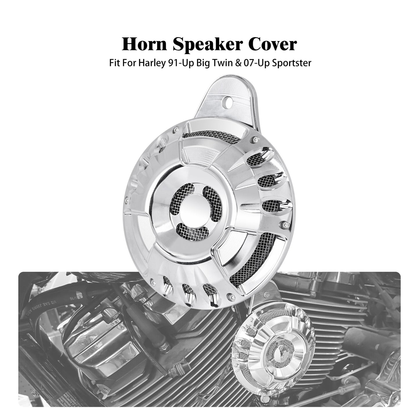 Chrome 110 dB Horn Speaker Cover for Harley Touring Big Twin 1991-2017 Sportster
