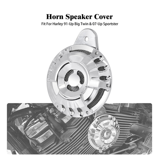 Chrome 110 dB Horn Speaker Cover for Harley Touring Big Twin 1991-2017 Sportster