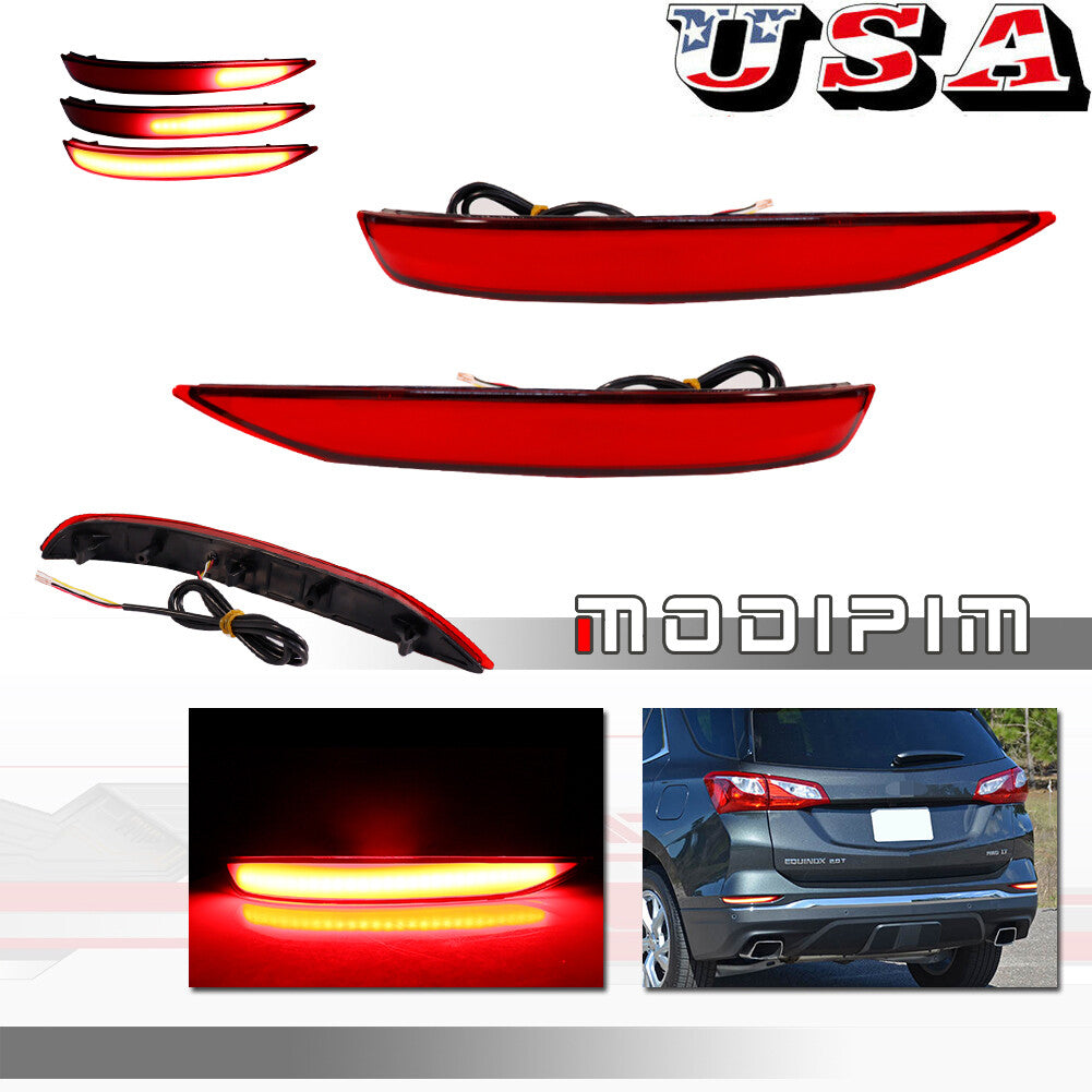 Red Lens Rear Bumper Reflector Turn Signal Lights for 2018 - 20 for Equinox - v