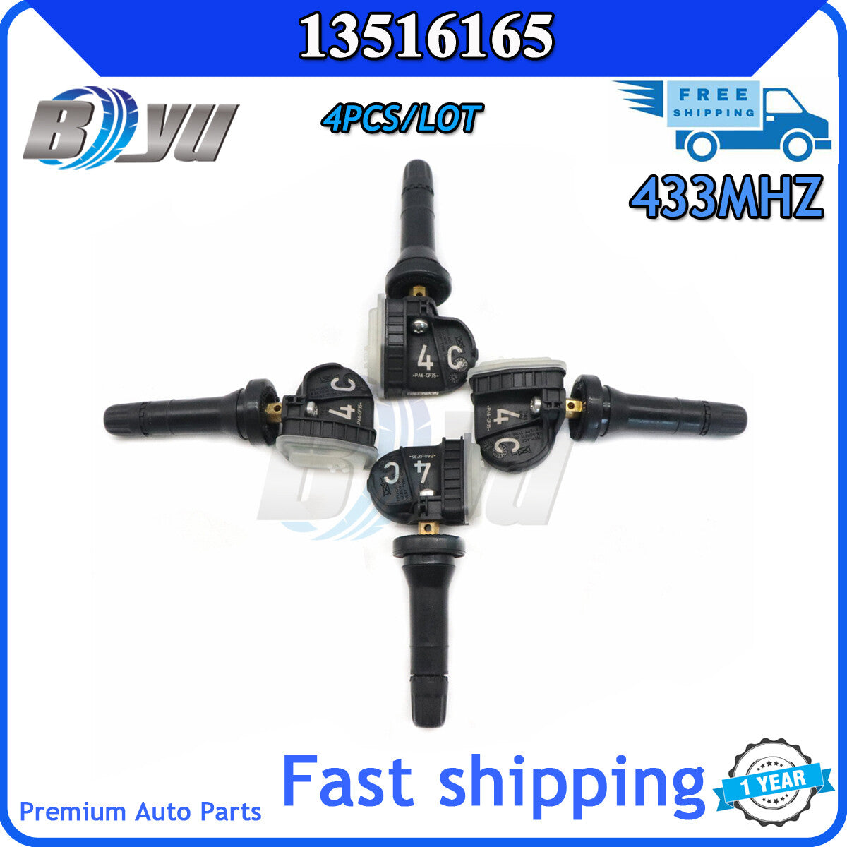 A set (4) 13516165 Tire Pressure Sensor (TPMS) suitable for GM, , for GMC , for Cadillac , and for Buick . v