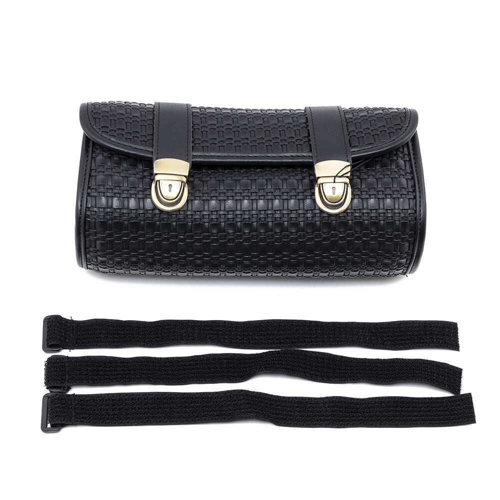 Motorcycle PU Leather Retro Weave Tool Side Bag Storage Pouch Basket for Harley Q