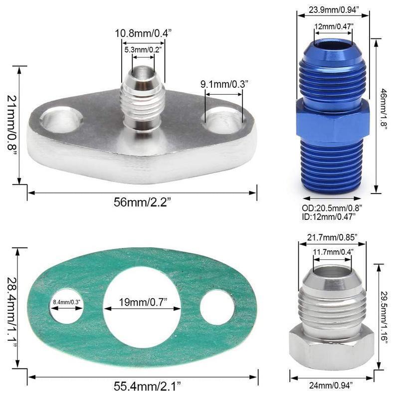 Complete turbocharger oil drain return line oil feed kit suitable for T3, T4, GT35, T70- n