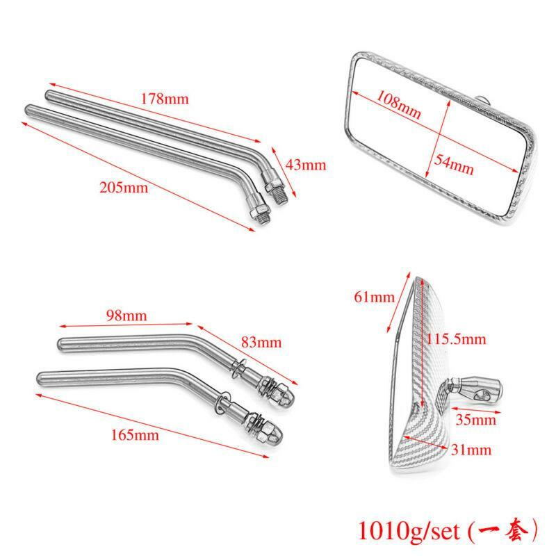 Motorcycle universal rectangular chrome rearview mirror, customizable coffee racing mirror - n