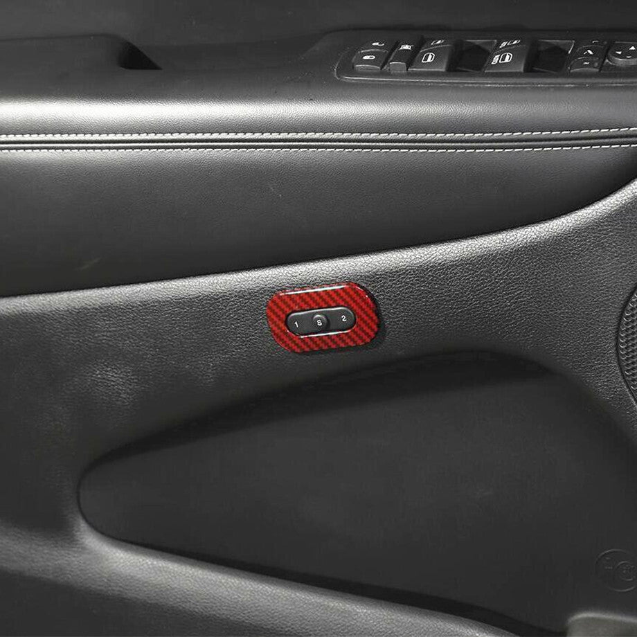 Car for Seat Memory Button Cover Trim Accessories for Dodge Durango 11-24 Red Carbon v