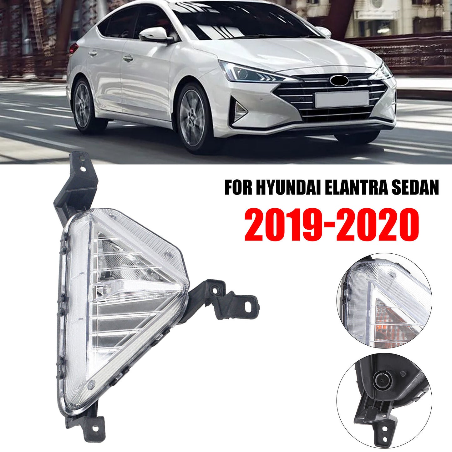 for Hyundai for Elantra Sedan 2019-2020 Right Front Bumper Fog Light Driver Light