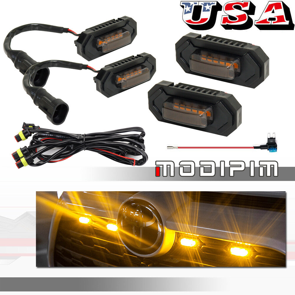 Pack Smoked Lens Front Grill / Grille Mesh LED Light Kit for RAV4 2019-2022- v