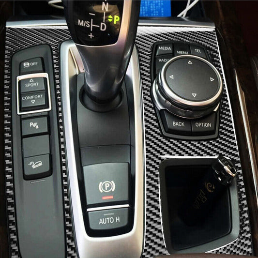 Real Carbon Fiber Car Gear Shift Panel Cover Trim for BMW X5 X6 F15 F16 14-17