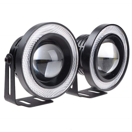 3.5 COB Fog Light Projector Car CCFL Blue Angel Eyes Halo Ring DRL Headlight