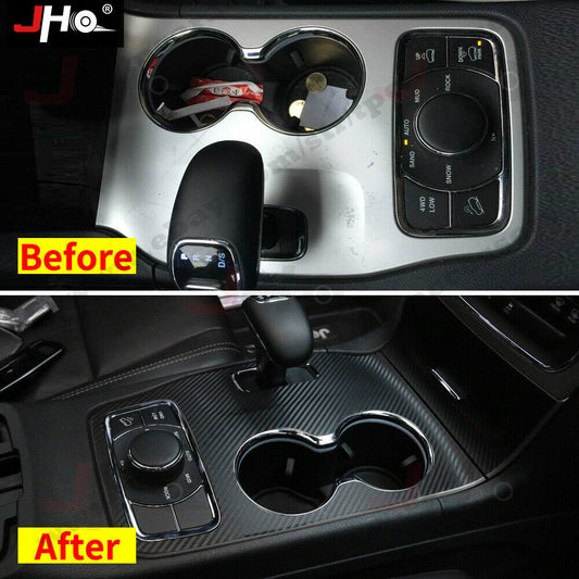 for Jeep Grand Cherokee 14-15 Thin Carbon Water Cup Holder Panel Cover Stickers