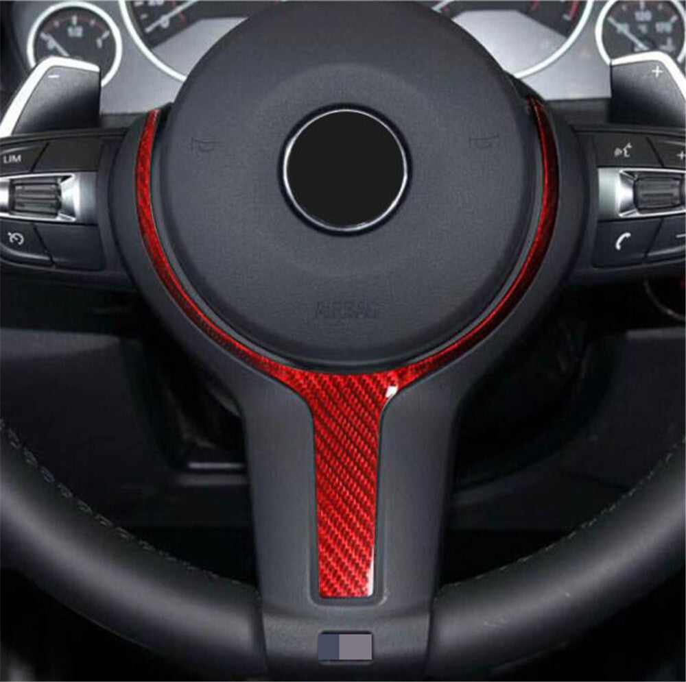 Real Red Carbon Fiber Steering Wheel Trim for BMW 3 Series X1 X2 X5 X6 2013-2019