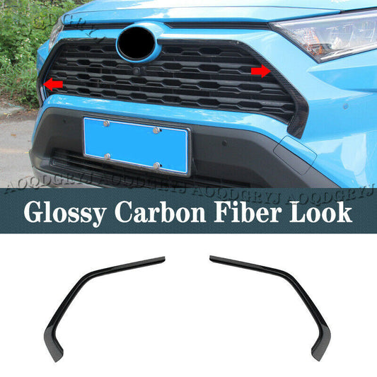 for Toyota 2019-2022 RAV4 Carbon Fiber Front Grill Grille Deco Cover Trim Strips