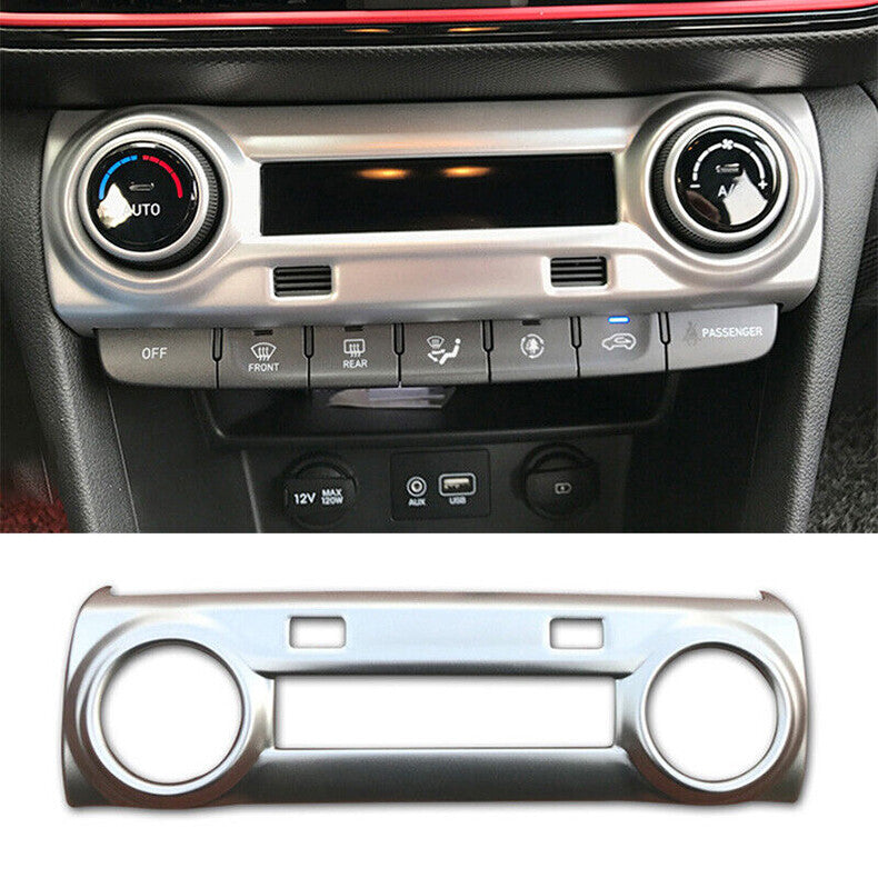 for Hyundai Kona 2018-2022 Silver Car Inner Central Console AC Switch Frame trim