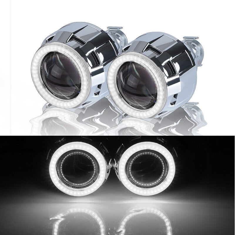 2X 2.5 LED Angel Eye Bi Xenon Projector Lens For Headlight Retrofit H4 H7 LHD