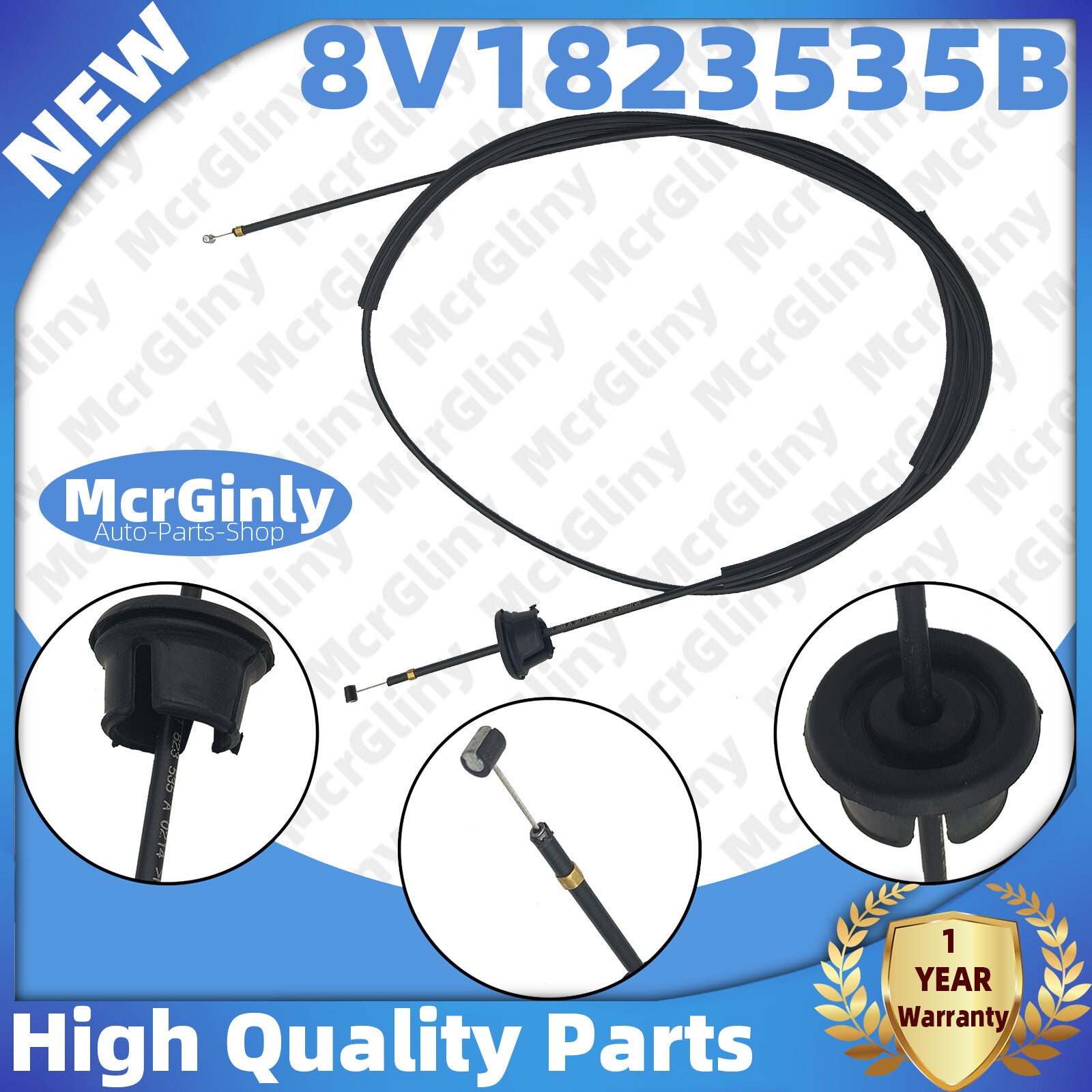 Front hood latch cap release cable for Audi A3 S3 RS3 #8V1823535B #8V18235A- n
