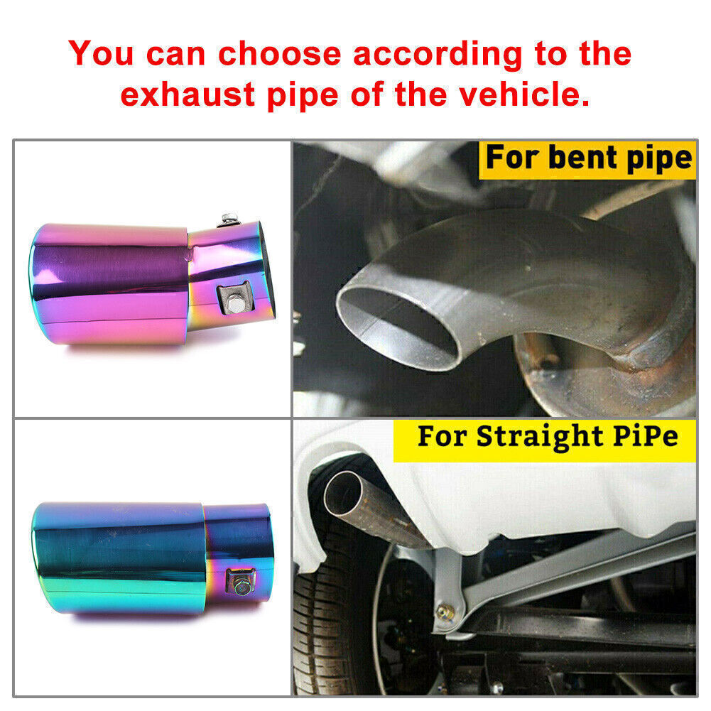 Universal Stainless Steel Rear Exhaust Pipe Tail Muffler Tip Round Accessories Q