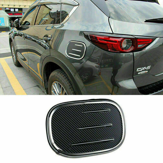 Chrome+Carbon Style Fuel Tank Oil Gas Cap Cover Trim for Mazda CX-5 2017-2023