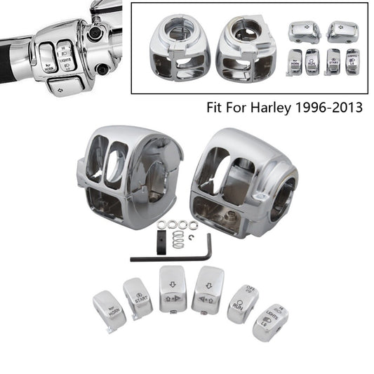 Chrome Hand Control Switch Housing Cover w/6pcs Button Caps for Harley Sportster