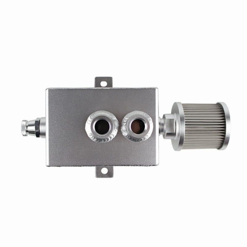 Silver 2L Oil Catch Can Tank 2 Port AN10 +Breather Filter Drain Tap Baffled
