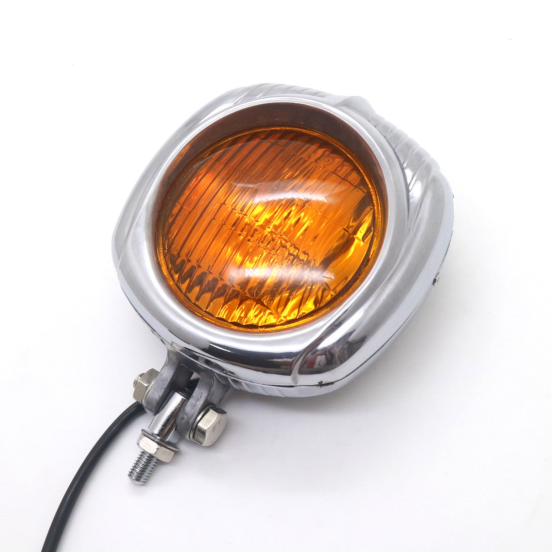 Chrome Polished Metal Vintage Retro Headlight for Harley chopper bobber Custom Q
