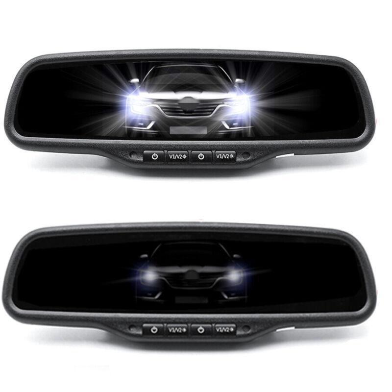 4.3-inch Digital LCD Dual-Screen Anti-Glare Car Rearview Monitor Mirror and Mount - n