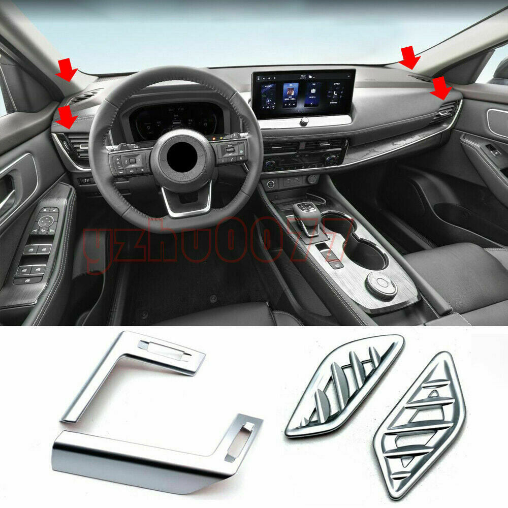 for Nissan Rogue 2021-2023 Silver Dashboard Front Side Air Outlet Cover Trim 4