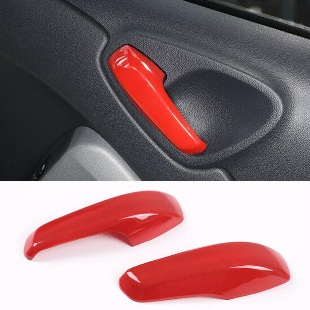 2 x Red ABS Interior Door Handle Panel Covers for Smart 2010-2014 n