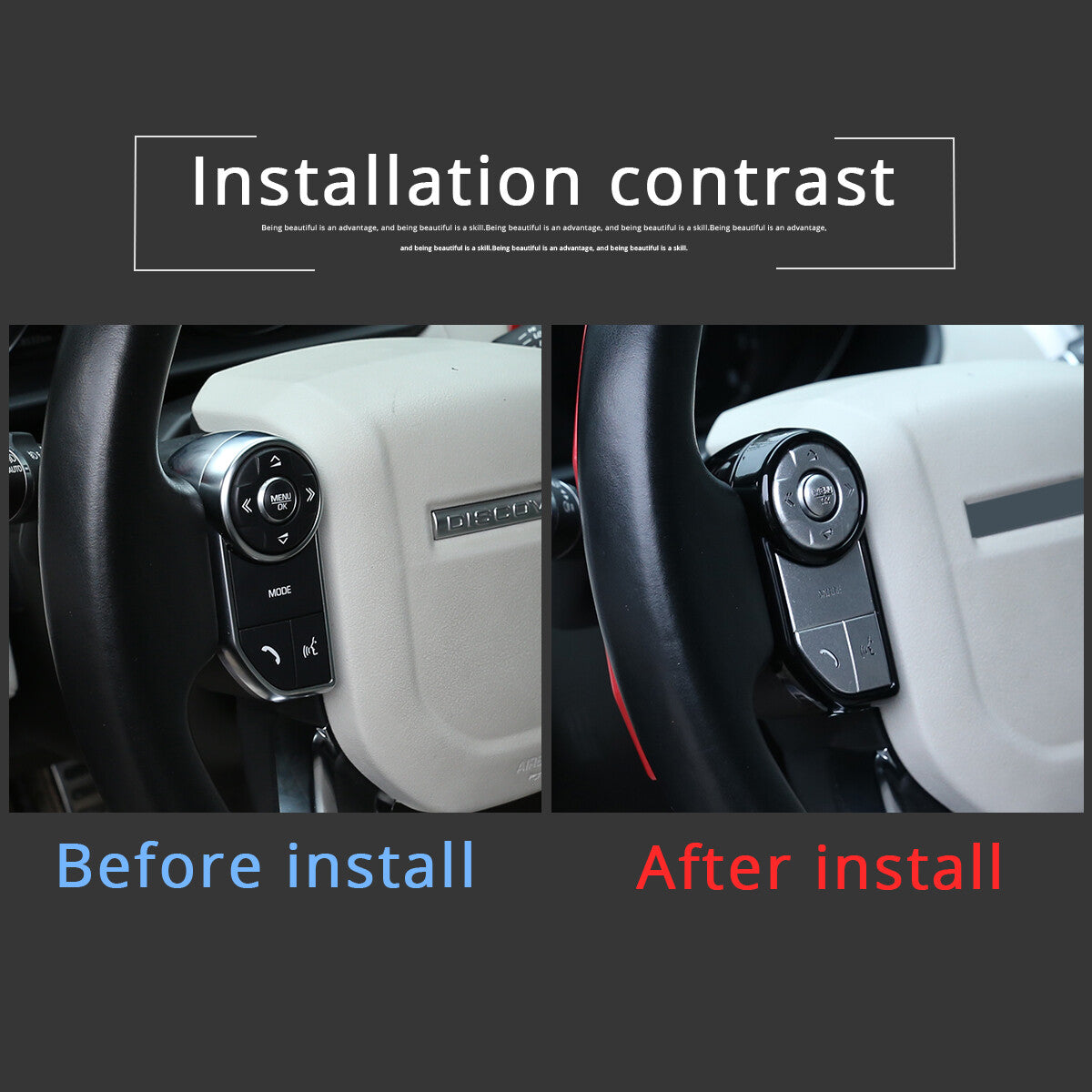 Glossy black steering wheel button cover for Range Rover Sport/Vogue 13-17 LR5- n