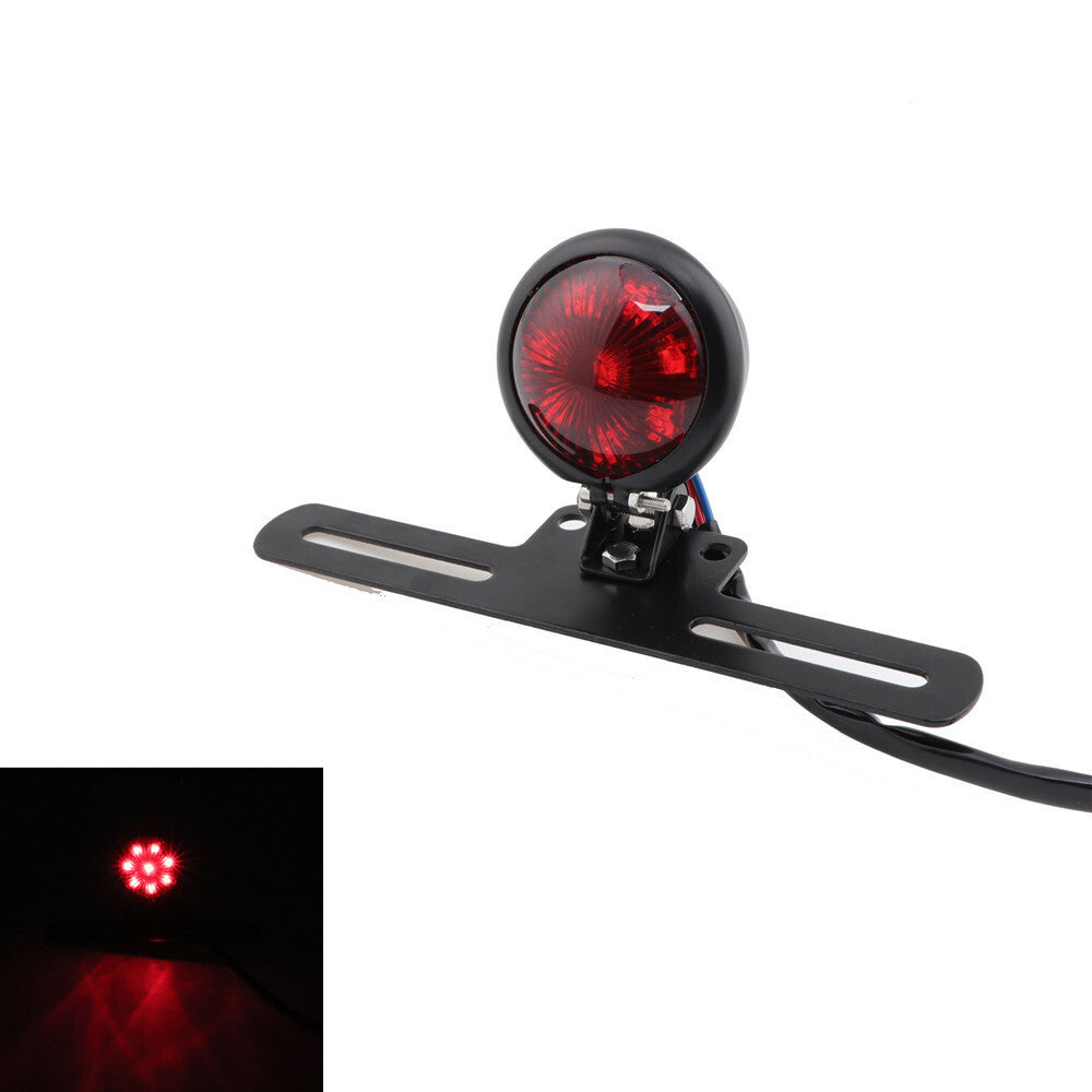 Black for Mini Bates Style LED Tail Brake Light For Bobber Chopper Cafe Racer Custom Q