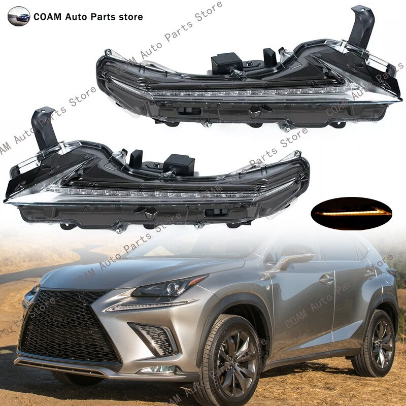 A pair of daytime running lights and turn signals for the for Lexus F-Sport NX200t 2015-2021.