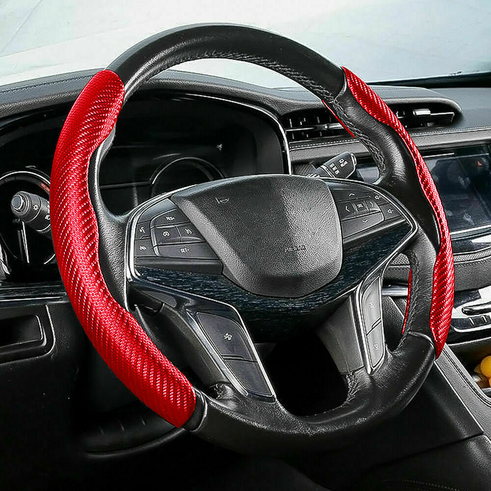 2 Universal Red Carbon Fiber Car Steering Wheel Cover Booster NonSlip Accessory